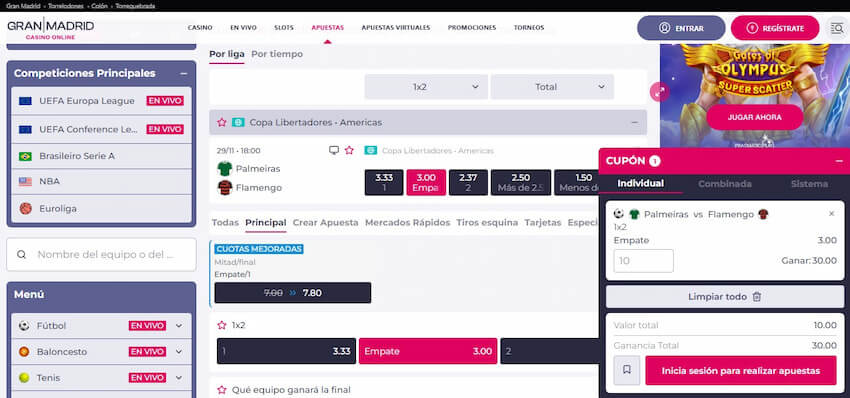 Apuestas Copa Libertadores en Casino Gran Madrid