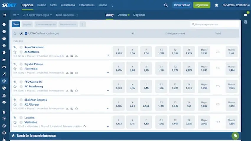 Apuestas en la Conference League en 1xBet