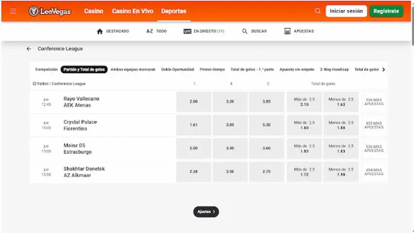 Apuestas en la Conference League en leovegas