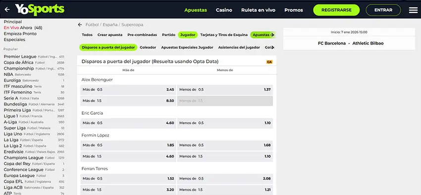 Apuestas en la Supercopa en YoSports