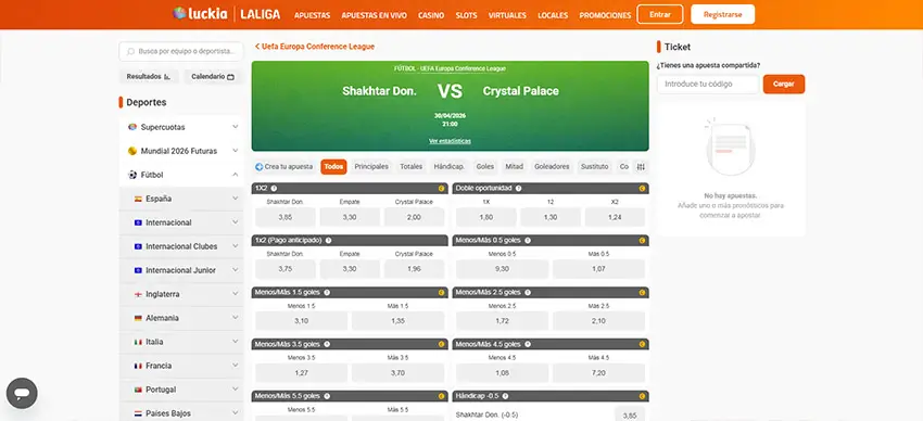 Apuestas en la ida de las semifinales de la Conference League en Luckia