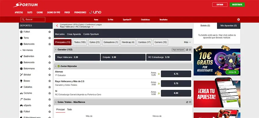 Apuestas en la ida de las semifinales de la Conference League en Sportium