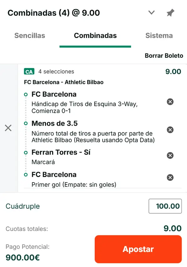 Combinada 1 Barcelona vs Athletic club