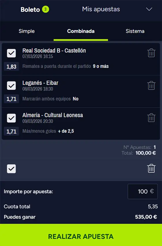Combinada 3 - LaLiga Hypermotion - Jornada 29