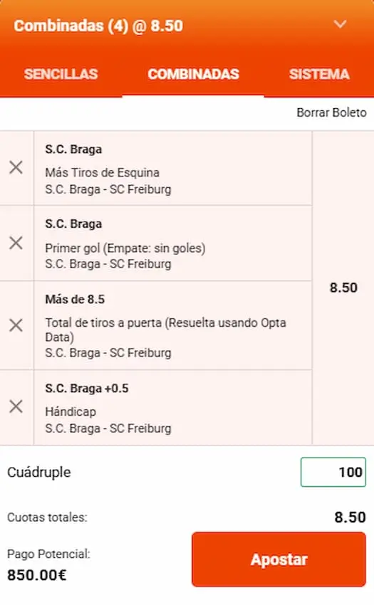 Combinada 2 - Sporting Braga vs Friburgo