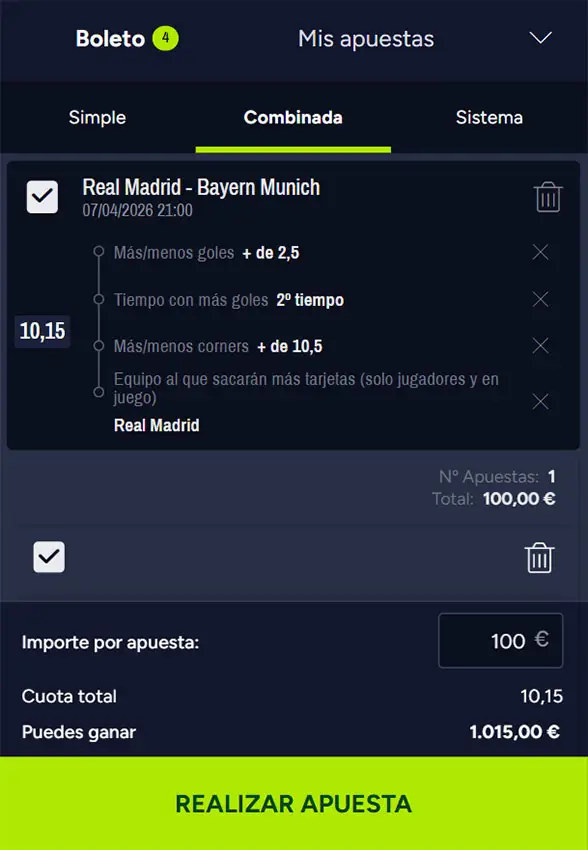 Real Madrid - Bayern Múnich - Combinada 2