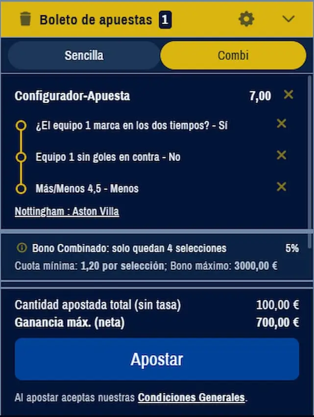 Combinada 2 Nottingham Forest vs Aston Villa