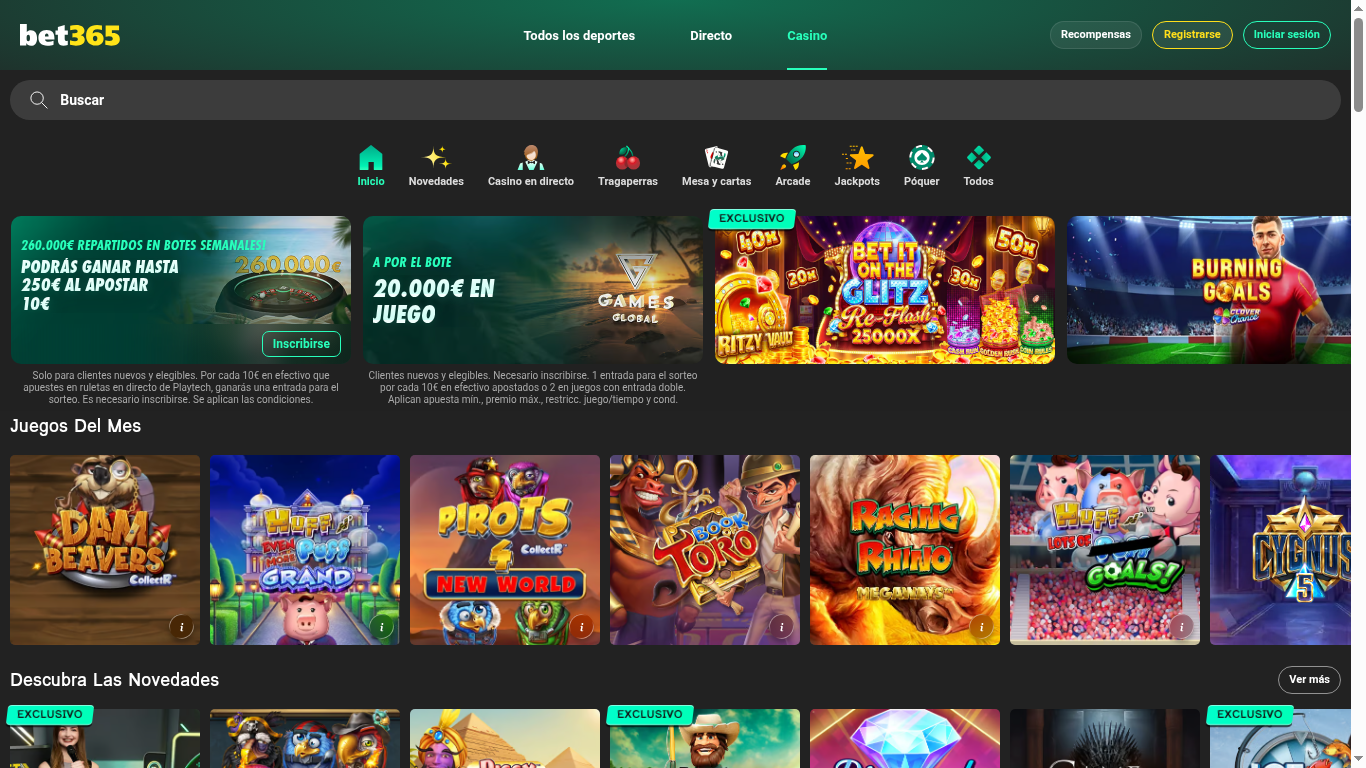 Lobby de tragaperras de Bet365