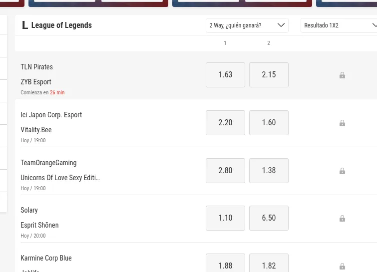 Apuestas de League of Legends en bwin