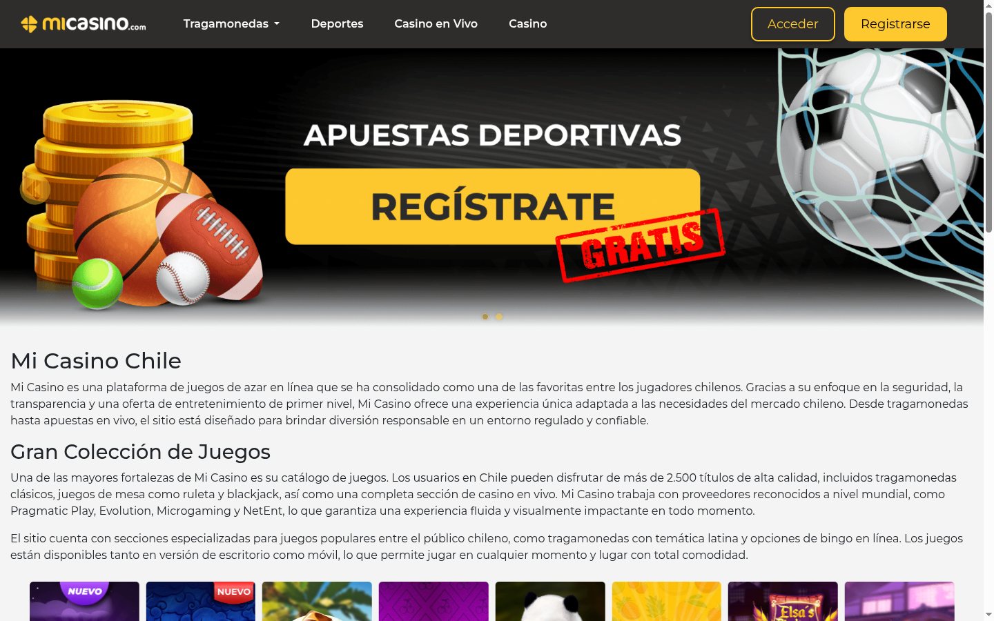 Registro y bono de bienvenida en MiCasino Chile
