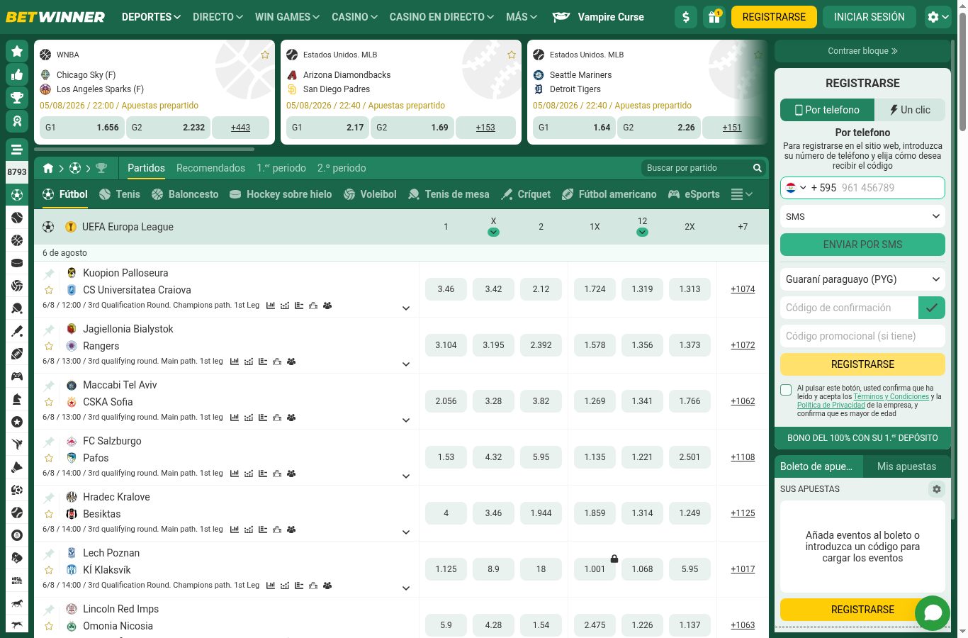 BetWinner betbuilder (agosto 2026)