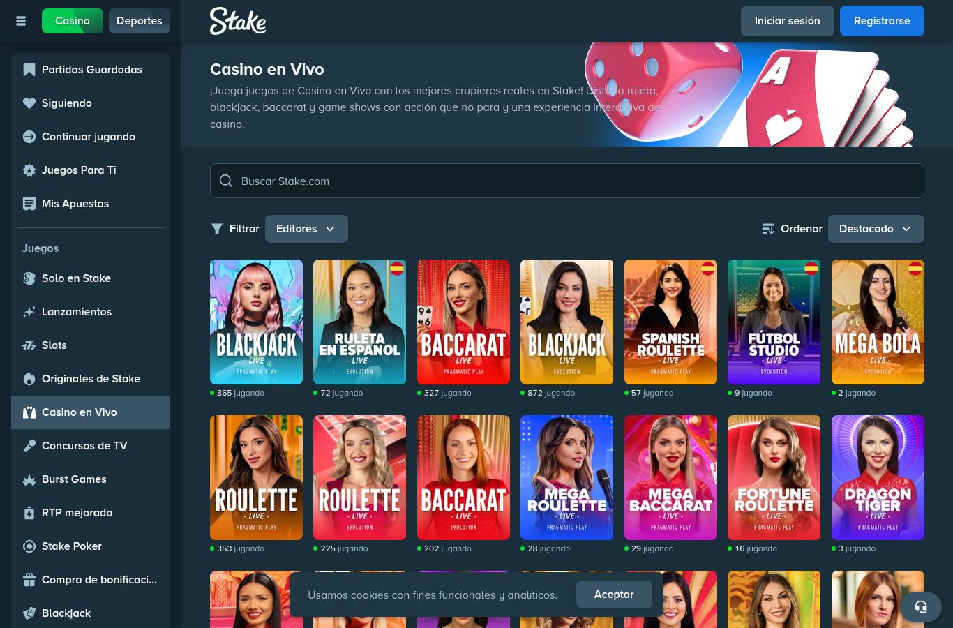 Casino en vivo de Stake visto desde Paraguay (agosto 2026)