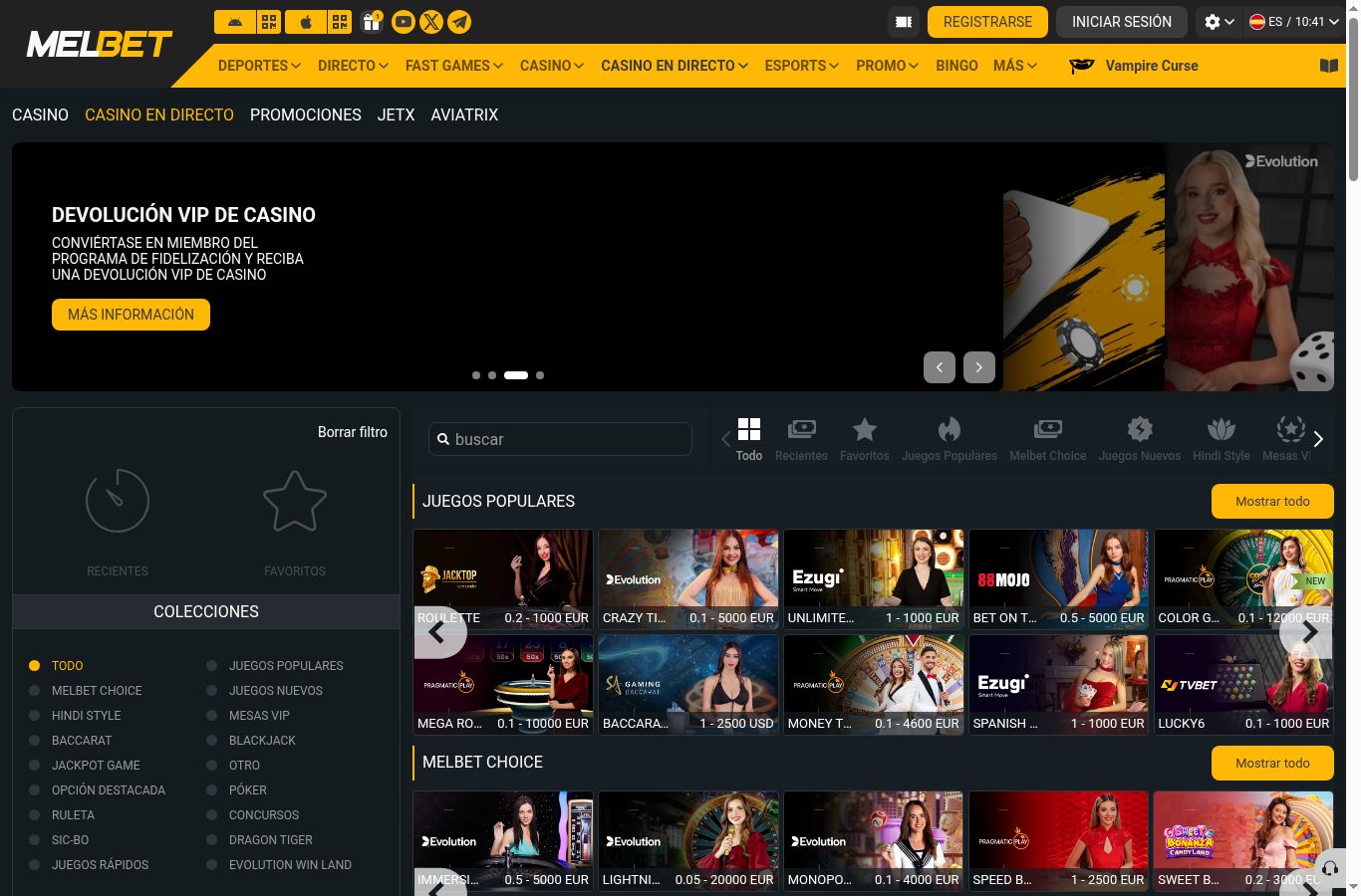 Filtros por proveedor del casino de Melbet (agosto 2026)
