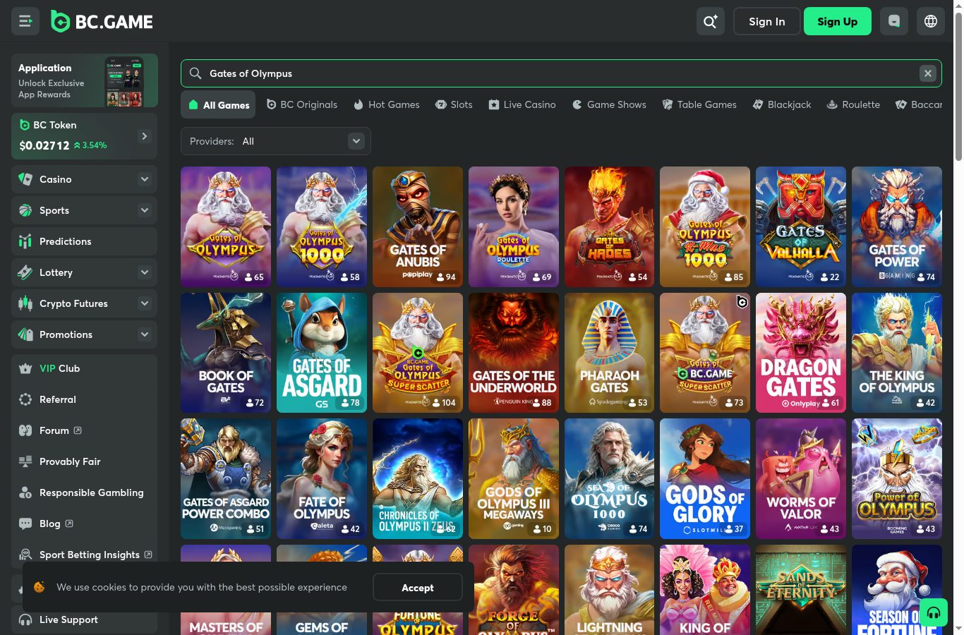 Búsqueda de juegos populares en el casino de BCGame (agosto 2026)