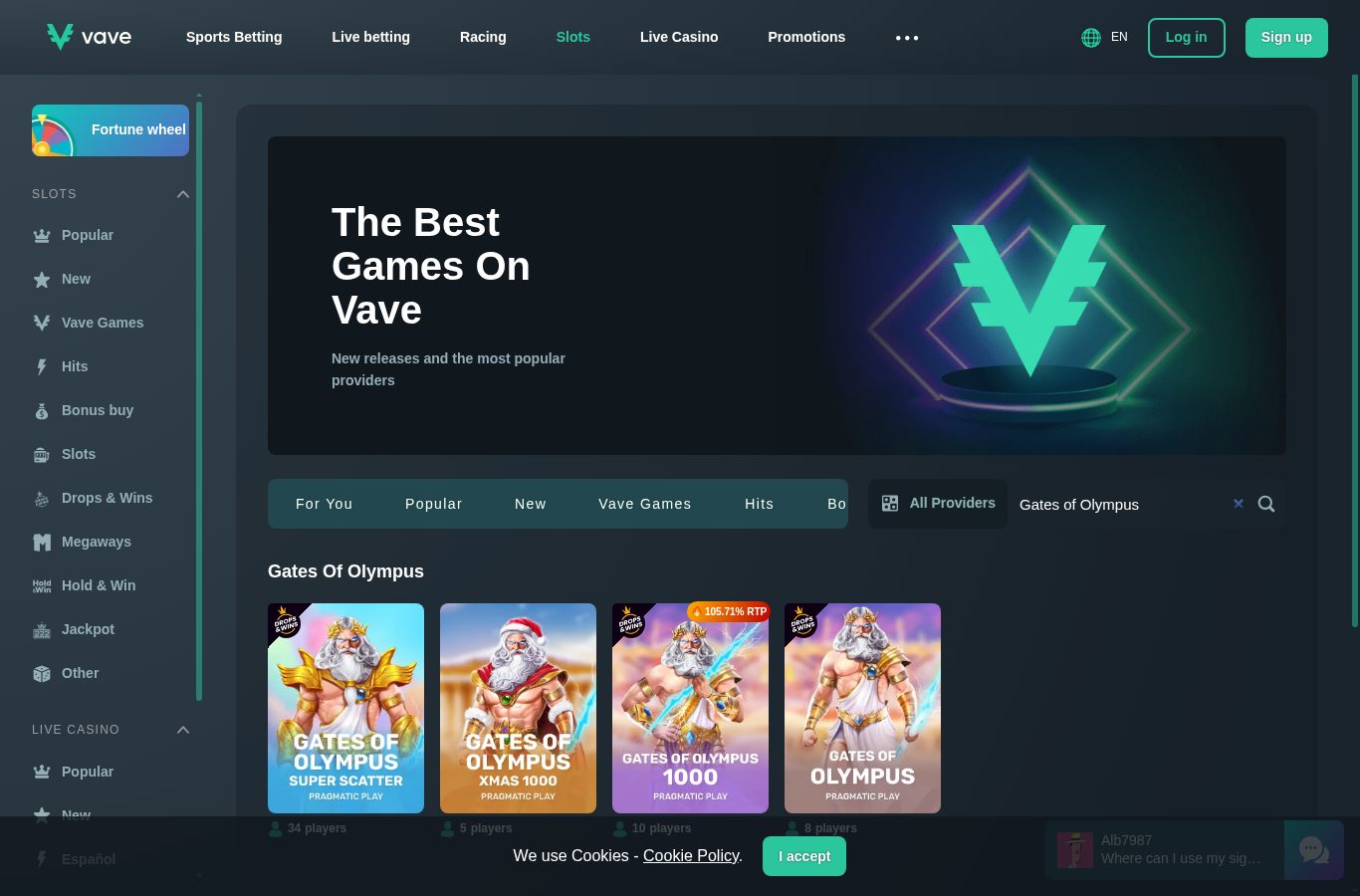 Búsqueda de juegos populares en el casino de Vave (agosto 2026)