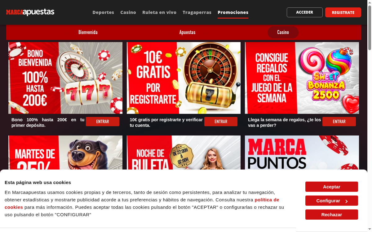 Página oficial de MARCA Apuestas con la promoción de 10 € gratis por registrarte y verificar la cuenta