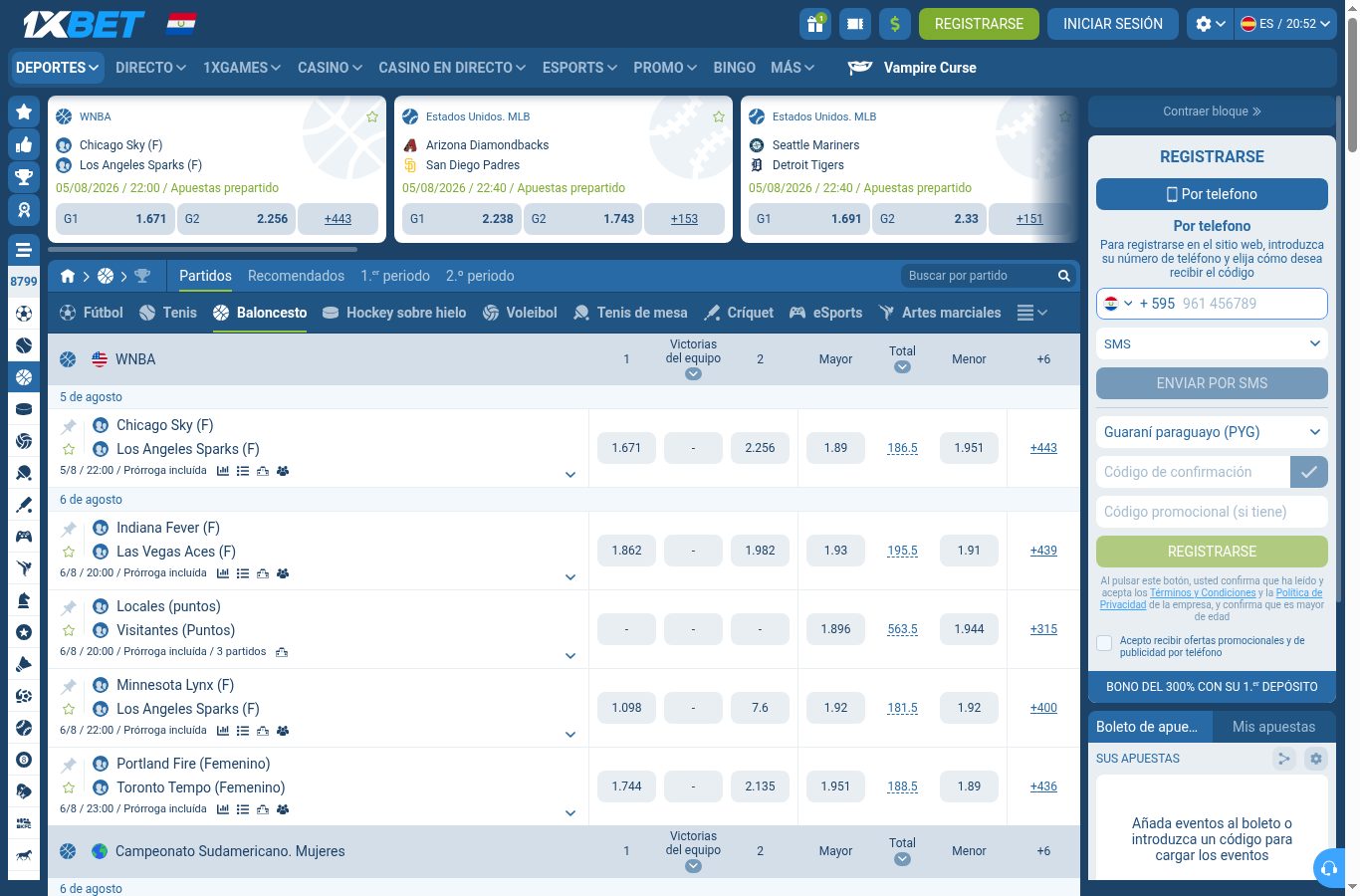 Mercados de otro deporte en 1xBet vistos desde Paraguay (agosto 2026)