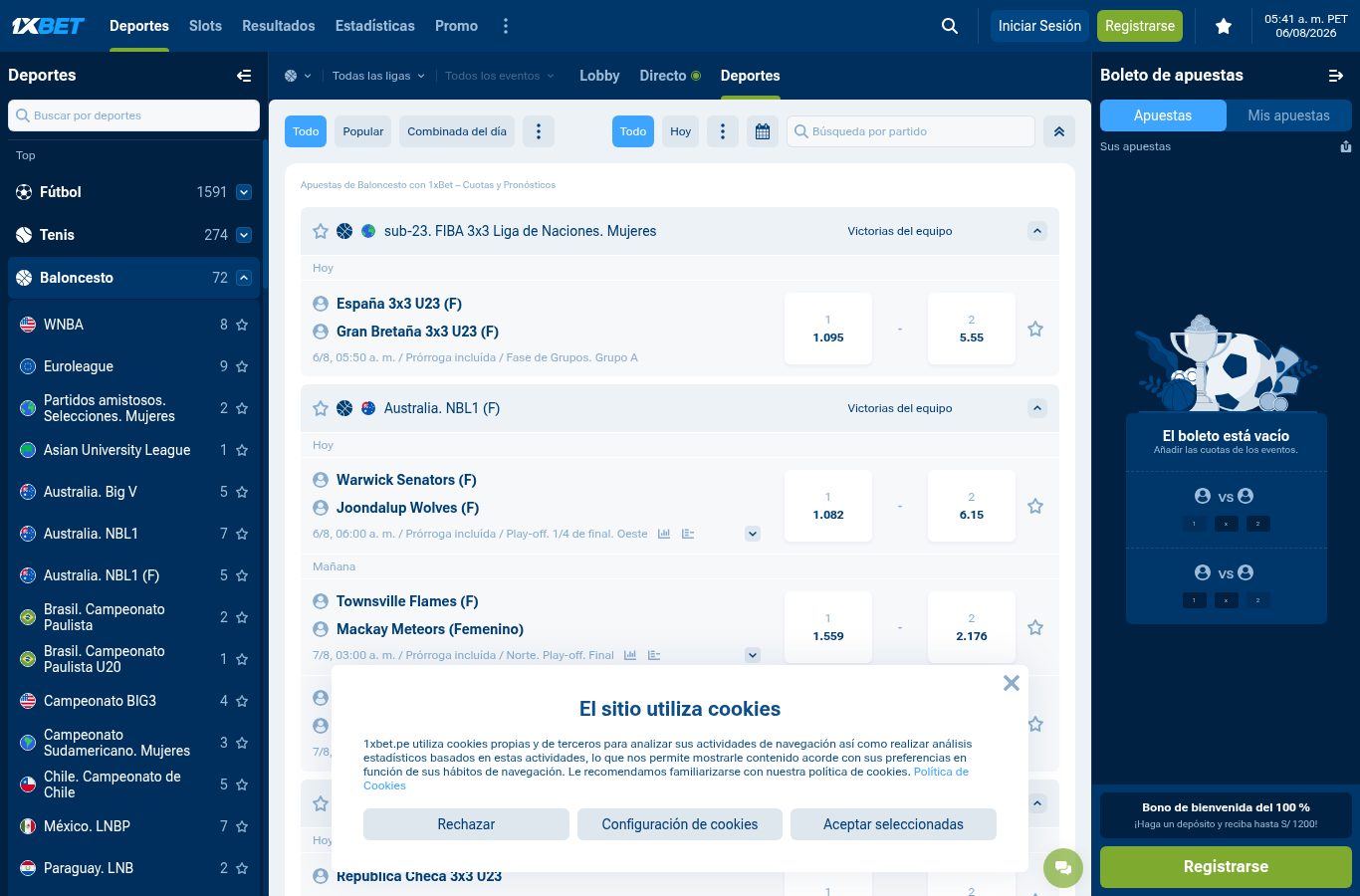 Mercados de otro deporte en 1xBet vistos desde Perú (agosto 2026)