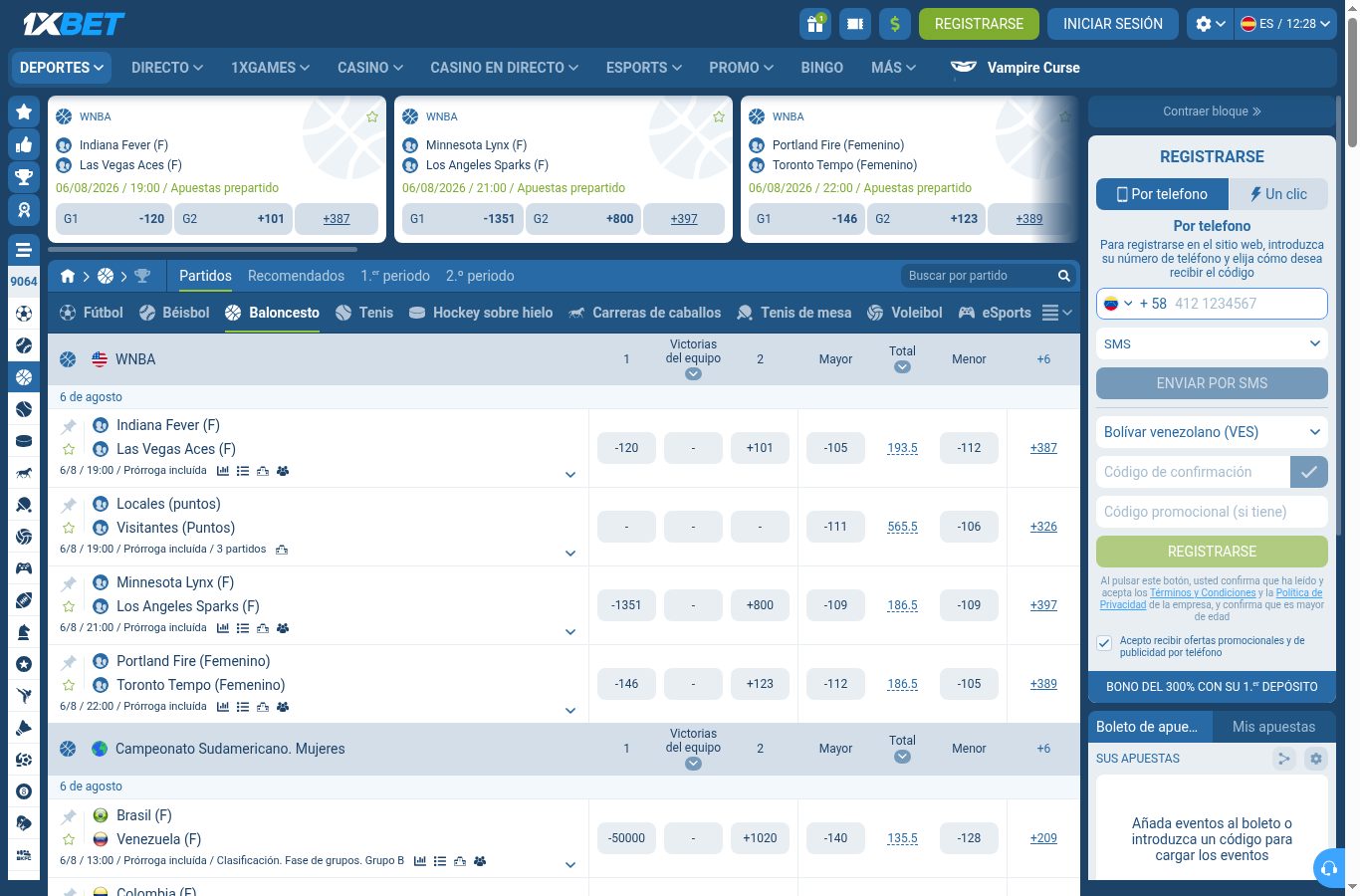 Mercados de otro deporte en 1xBet vistos desde Venezuela (agosto 2026)