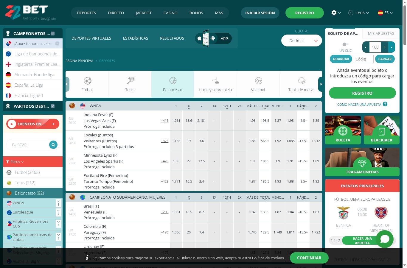 Mercados de otro deporte en 22Bet vistos desde Panamá (agosto 2026)
