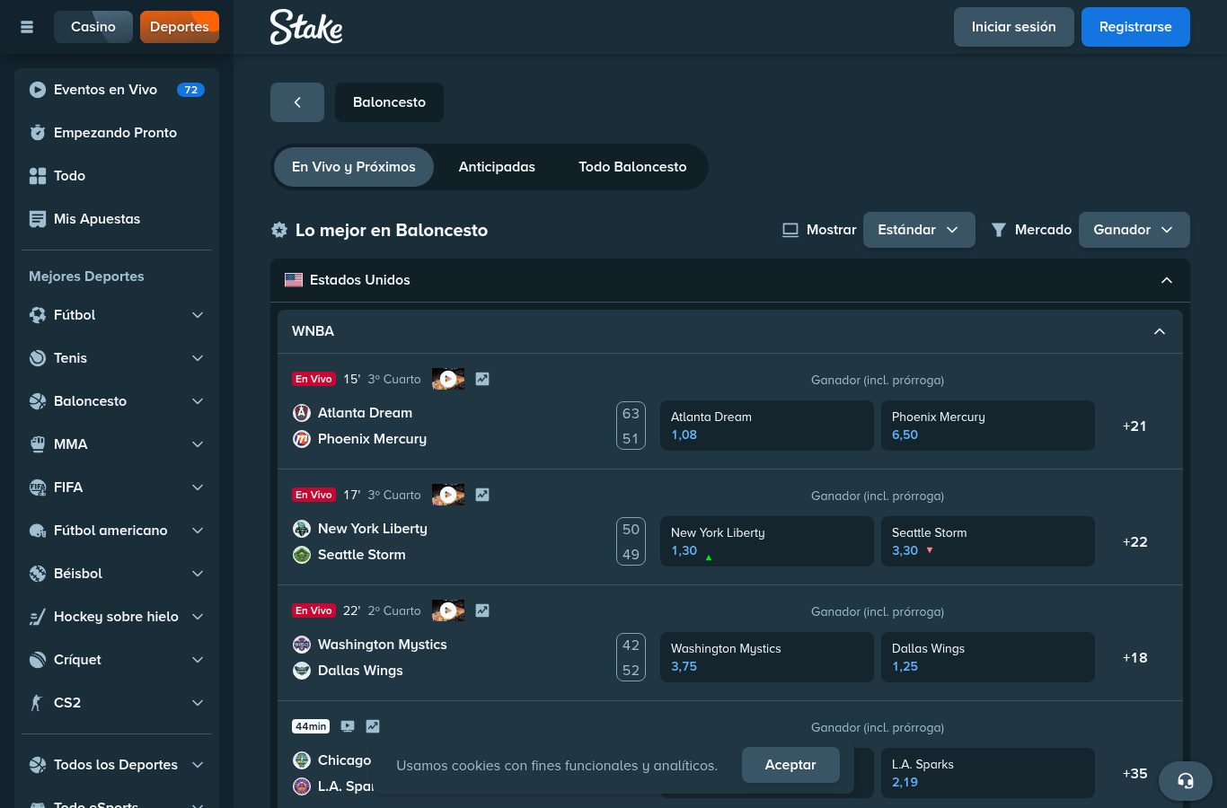 Mercados de otro deporte en Stake vistos desde Paraguay (agosto 2026)