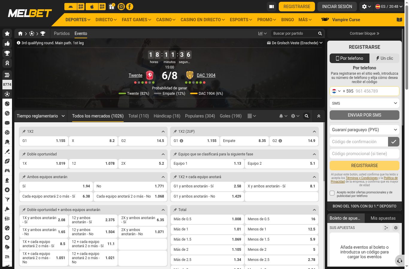Mercados de apuestas de un partido de fútbol en MelBet: hándicaps, totales, dobles oportunidades y más