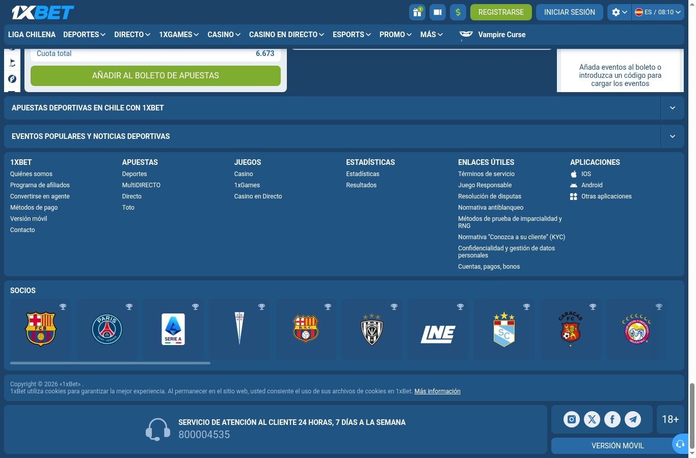 Métodos de pago y sellos de 1xBet vistos desde Chile (agosto 2026)