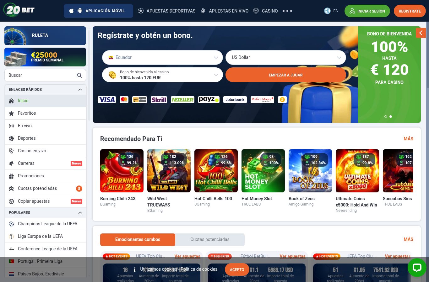 Métodos de pago y sellos de 20bet vistos desde Ecuador (agosto 2026)