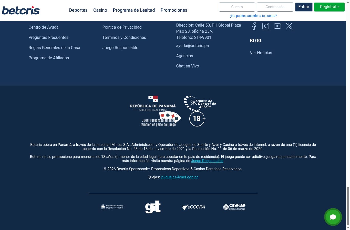 Métodos de pago y sellos de Betcris vistos desde Panamá (agosto 2026)