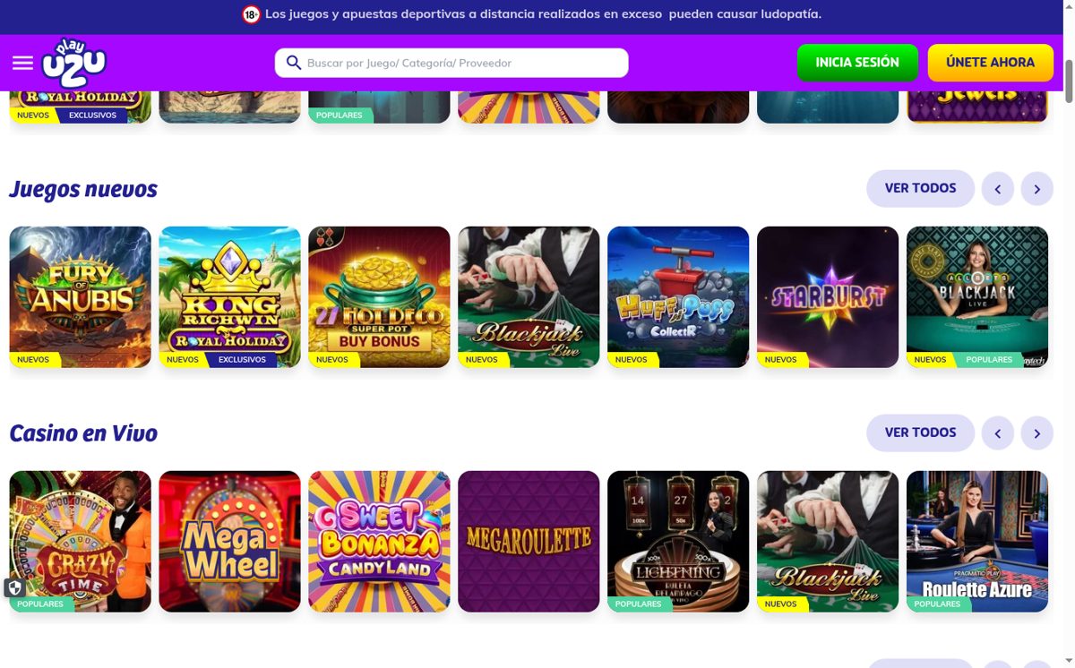 Tragamonedas y juegos nuevos de PlayUZU Perú