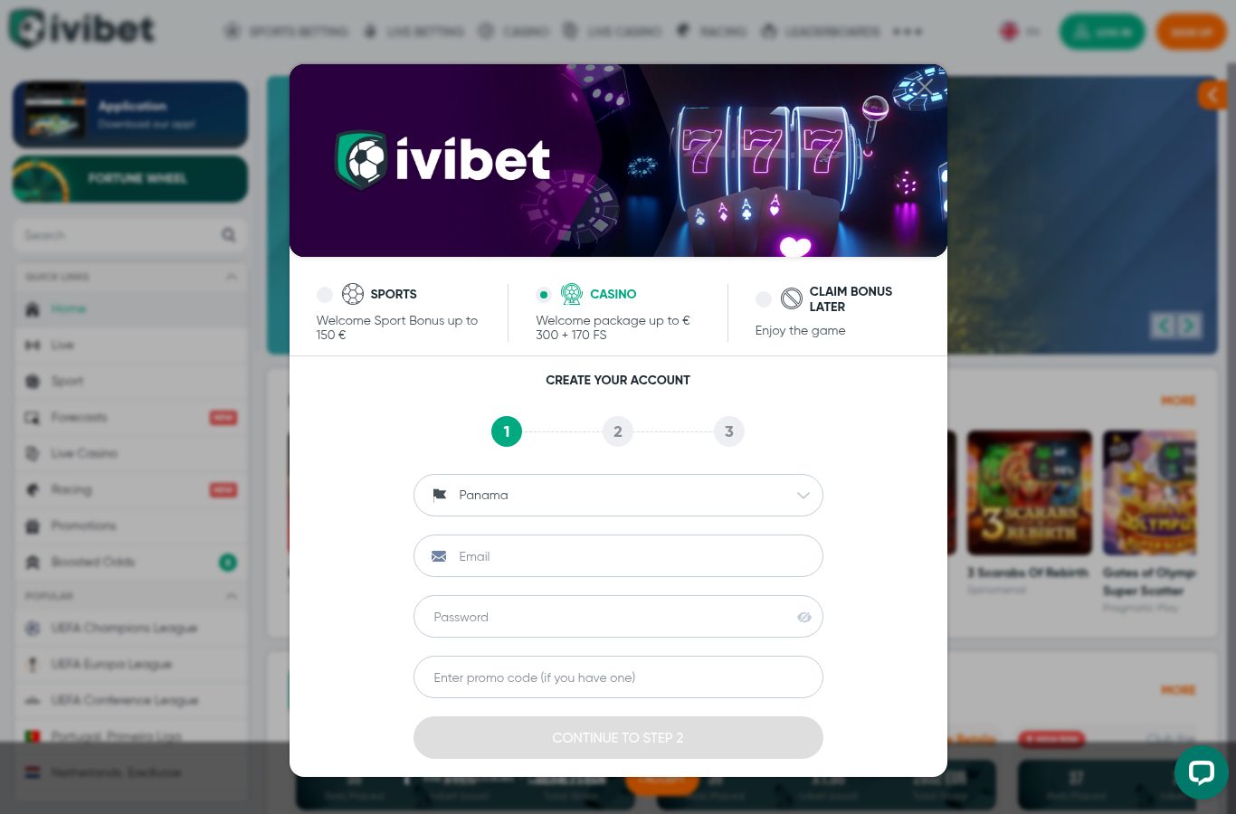 Formulario de registro de Ivibet visto desde Panamá (agosto 2026)