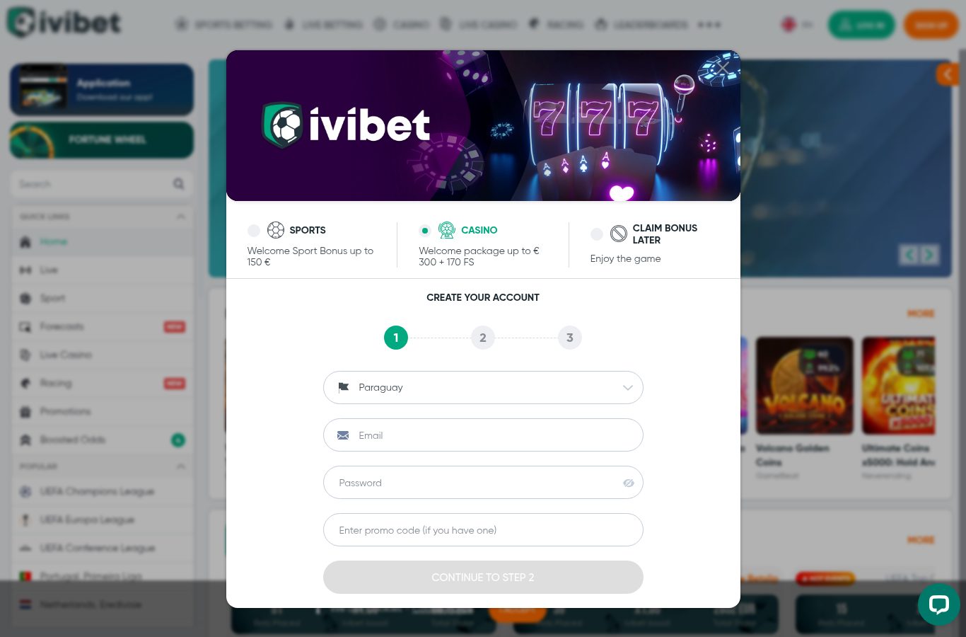 Formulario de registro de IviBet visto desde Paraguay (agosto 2026)