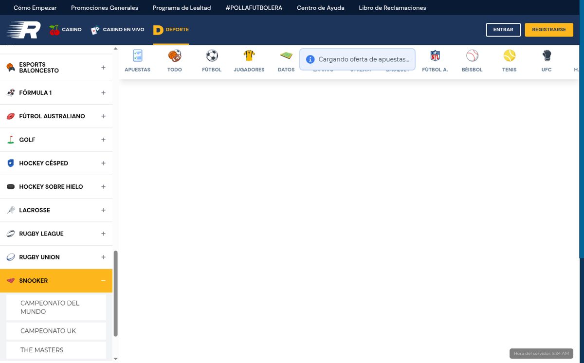 Sección deportiva de Rushbet Perú con Liga 1 y Copa Libertadores