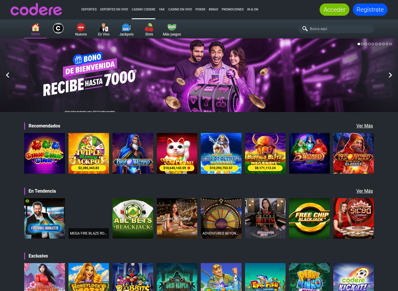 Casino de Codere Mexico: bono de bienvenida hasta $7.000 MXN